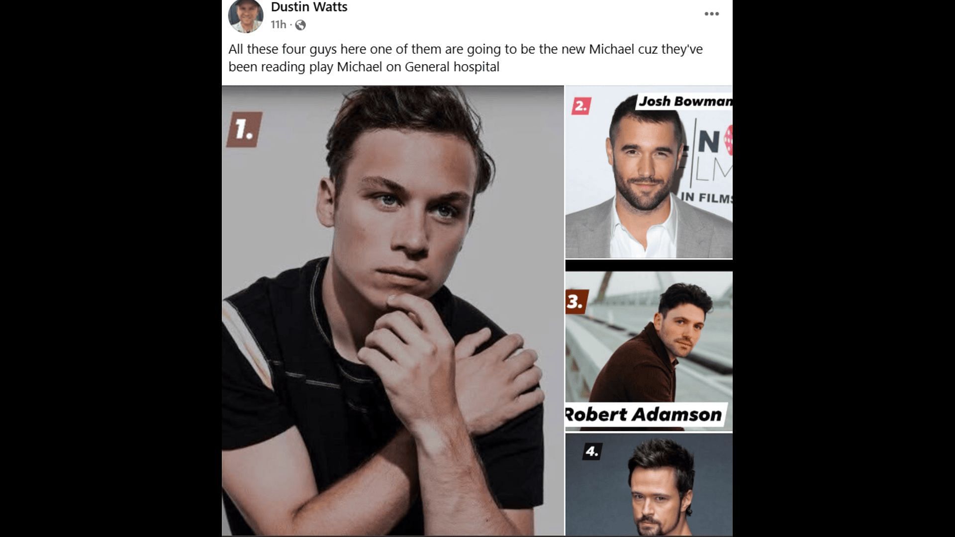 A Facebook post about Michael's role being recast (Image via Facebook/General Hospital Fans - Official)